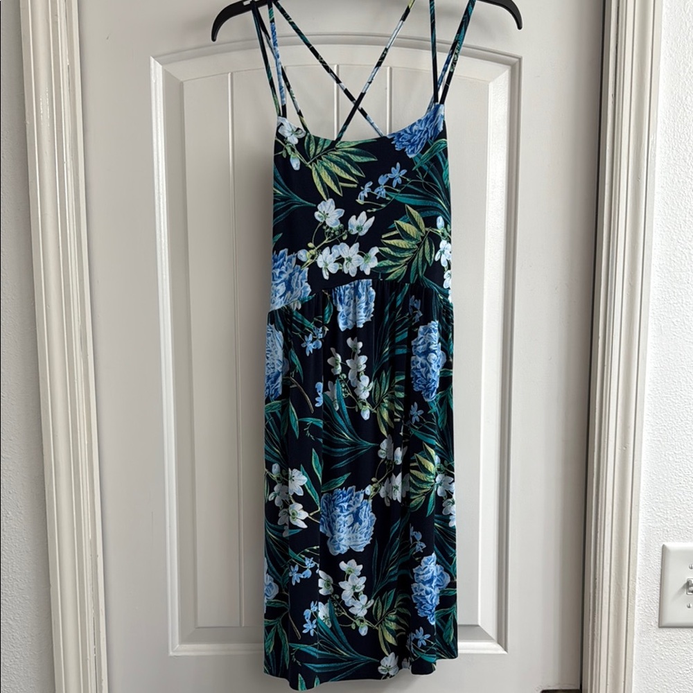 Old Navy Floral/Tropical Blue and Green Dress